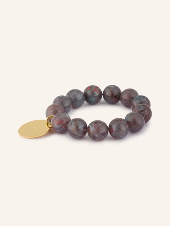 Obrázek produktu Vanessa Baroni Náramek Beads Flex tmavě šedá / zlatá