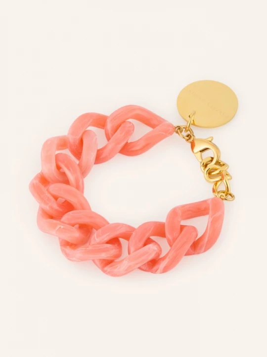 Obrázek produktu Vanessa Baroni Náramek Flat Chain světle červená / zlatá
