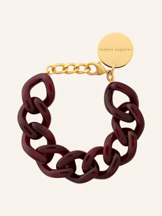 Obrázek produktu Vanessa Baroni Náramek Flat Chain tmavě červená / zlatá