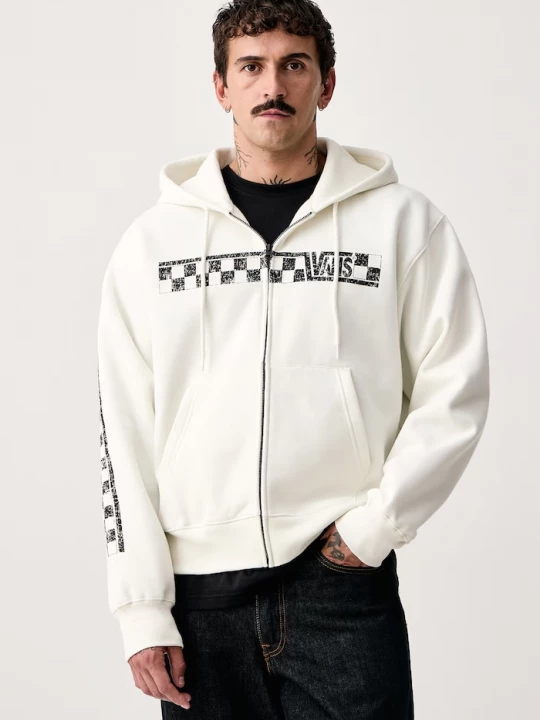 Obrázek produktu Vans rozepínací mikina s kapucí pánská s bavlnou Racing Full Zip béžová