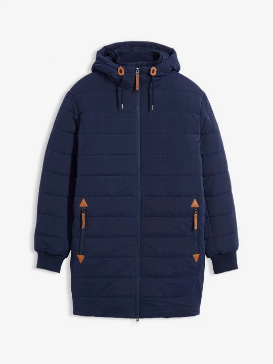 Obrázek produktu Vatovaná prošívaná parka s kapucí a detaily z imitace kůže BonPrix
