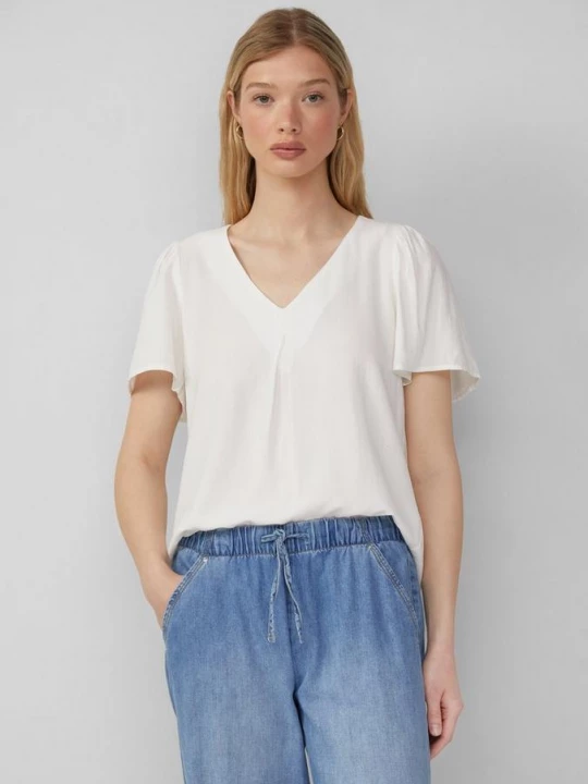 Obrázek produktu Velmi žensky stylizovaná halenka s krátkým rukávem z viskózy QS krémová