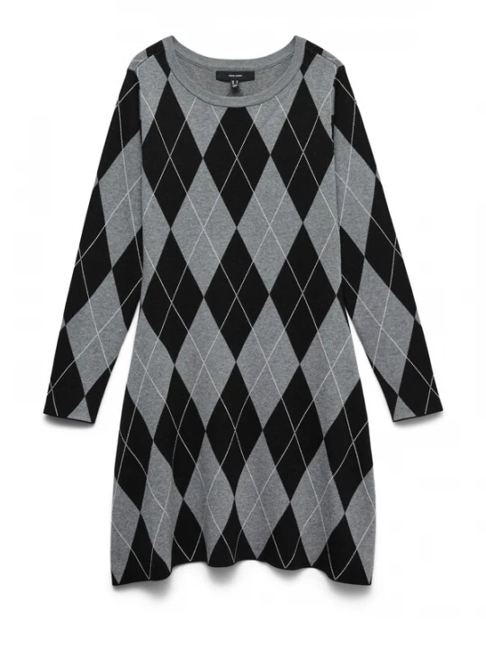 Obrázek produktu VERO MODA Úpletové šaty 'VMSILJE' šedý melír / černá / bílá