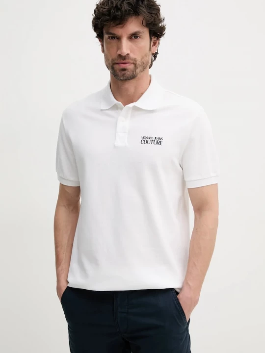 Obrázek produktu Versace Jeans Couture Bavlněné polo tričko Versace Jeans Couture béžová