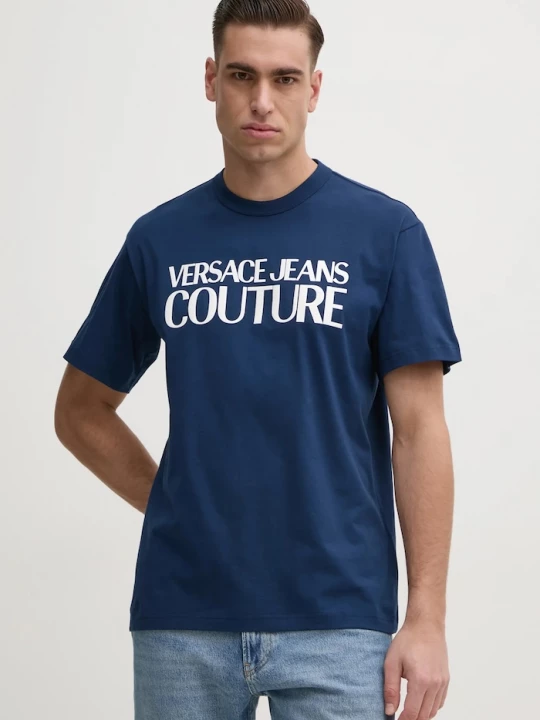 Obrázek produktu Versace Jeans Couture Bavlněné tričko Versace Jeans Couture námořnická modř