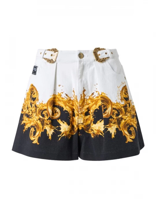 Obrázek produktu Versace Jeans Couture Kalhoty se sklady v pase hnědá / šafrán / černá / bílá