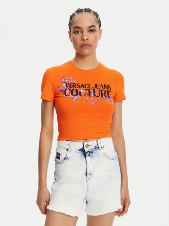 Obrázek produktu Versace Jeans Couture T-Shirt 78HAHC05 Oranžová Slim Fit