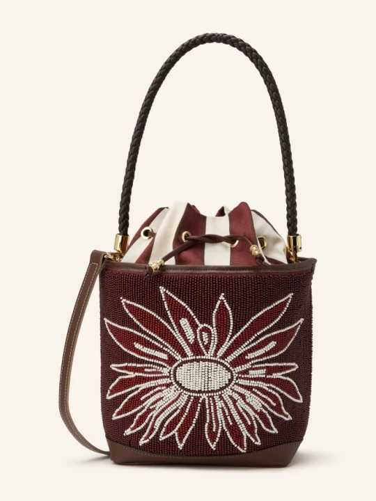 Obrázek produktu Viamailbag Taška Přes Rameno Bouquet Flower S Ozdobnými Korálky tmavě hnědá / tmavě červená / bílá