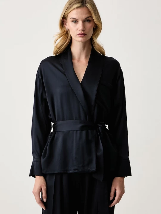 Obrázek produktu Victoria Beckham košilová halenka dámská s acetátem Alba námořnická modř