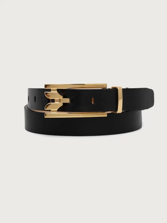 Obrázek produktu Victoria Beckham pásek dámský kožený Dorian Pin Buckle černá