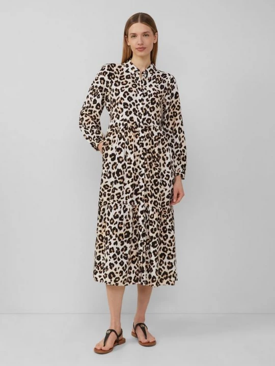 Obrázek produktu Viskózové šaty v délce midi, s leopardím vzorem s.Oliver krémová