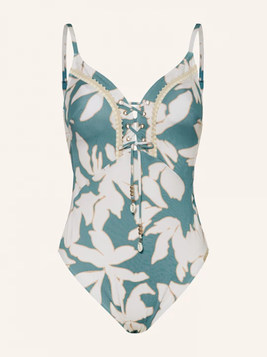 Obrázek produktu Watercult Plavky Floral Abstract petrolejová / režná / béžová