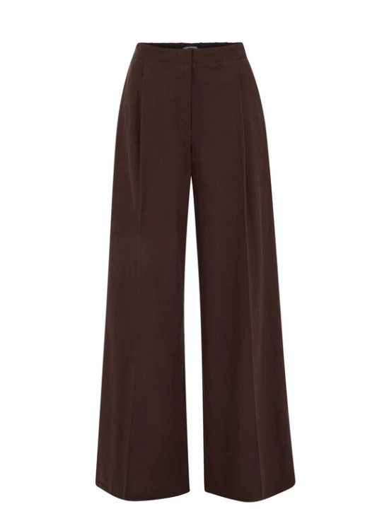 Obrázek produktu WE Fashion Kalhoty se sklady v pase tmavě hnědá