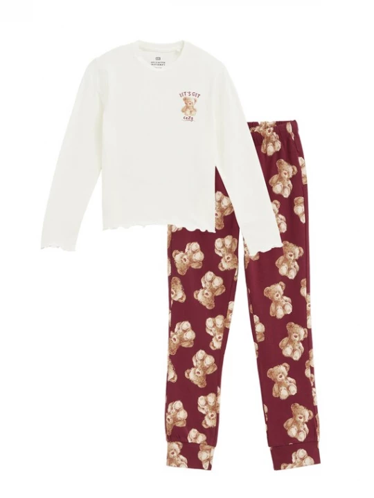 Obrázek produktu WE Fashion Pyžamo burgundská červeň / vínově červená