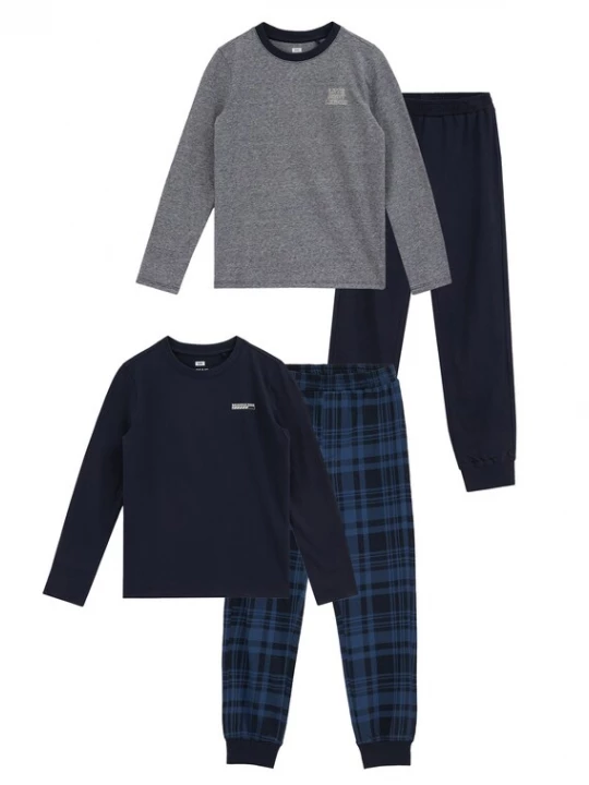 Obrázek produktu WE Fashion Pyžamo námořnická modř / tmavě modrá / šedý melír / bílá