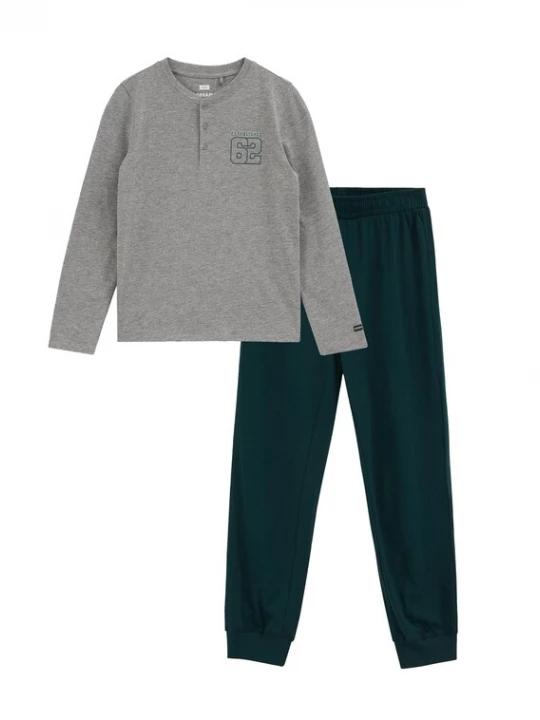 Obrázek produktu WE Fashion Pyžamo šedý melír / tmavě zelená