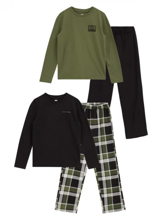 Obrázek produktu WE Fashion Pyžamo světle šedá / olivová / černá