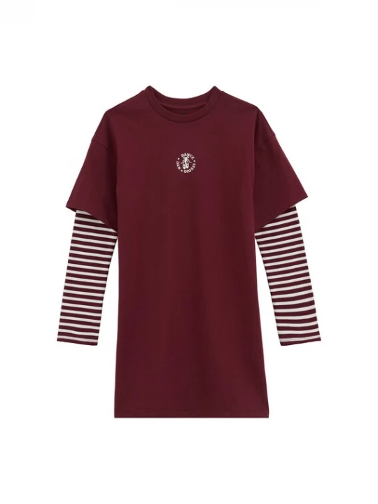 Obrázek produktu WE Fashion Šaty vínově červená / bílá