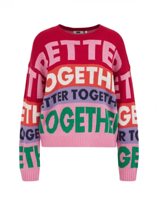 Obrázek produktu WE Fashion Svetr zelená / růžová / tmavě červená / bílá
