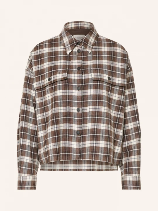 Obrázek produktu Weekend Max Mara Flanelová Košilová Halenka Berlina hnědá / tmavě hnědá / bílá