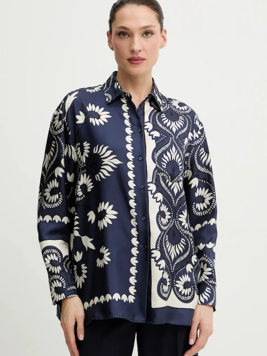 Obrázek produktu Weekend Max Mara Hedvábné tričko Weekend Max Mara LASTRA námořnická modř