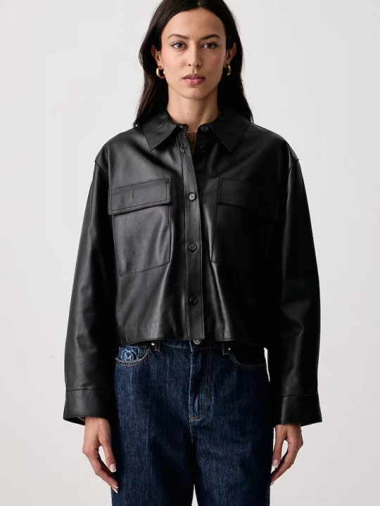 Obrázek produktu Weekend Max Mara košilová bunda dámská kožená WKDPIOVRA černá