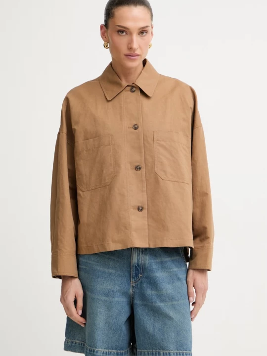 Obrázek produktu Weekend Max Mara košilová bunda dámská se lnem VETTURA hnědá