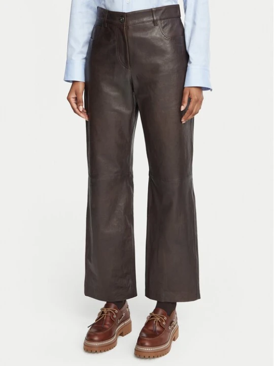 Obrázek produktu Weekend Max Mara Kožené kalhoty Deserto 2625436012 Tmavě hnědá Regular Fit