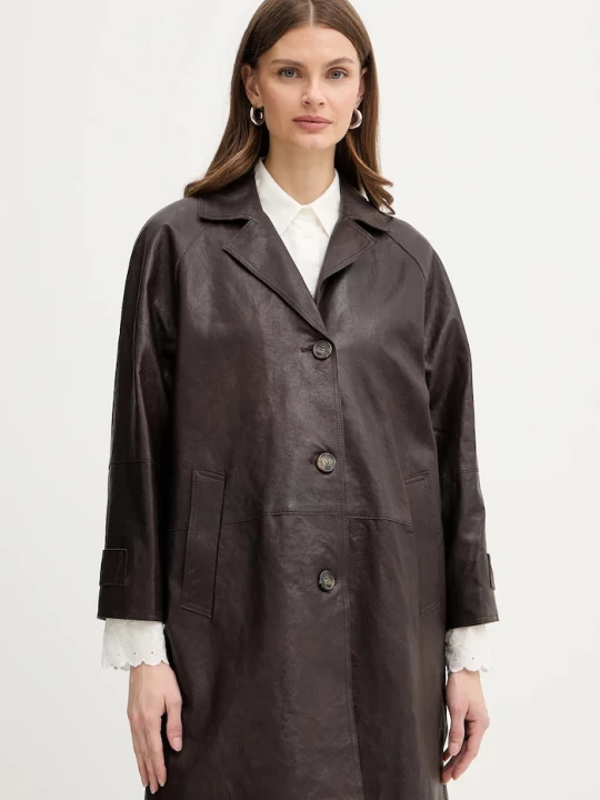 Obrázek produktu Weekend Max Mara Kožený kabát Weekend Max Mara CAMINO hnědá
