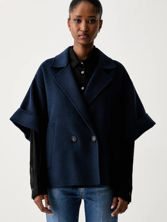 Obrázek produktu Weekend Max Mara krátký kabát dámský vlněný WKDNEO námořnická modř