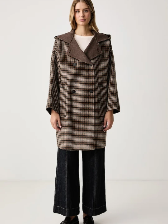 Obrázek produktu Weekend Max Mara oboustranný kabát dámský vlněný WKDBALTA hnědá