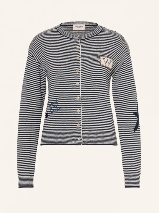 Obrázek produktu Weekend Max Mara Pletený Svetr Teiera tmavě modrá / bílá