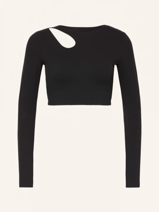 Obrázek produktu Wolford Cropped Tričko S Dlouhým Rukávem S Průstřihem černá