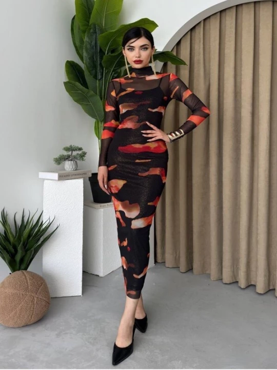 Obrázek produktu WOMAN VISION Šaty koňaková / okrová / černá