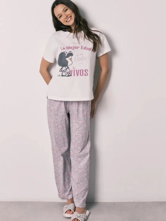 Obrázek produktu women'secret dvoudílné pyžamo dámské bavlněné béžová