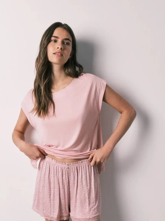 Obrázek produktu women'secret dvoudílné pyžamo dámské s viskózou růžová