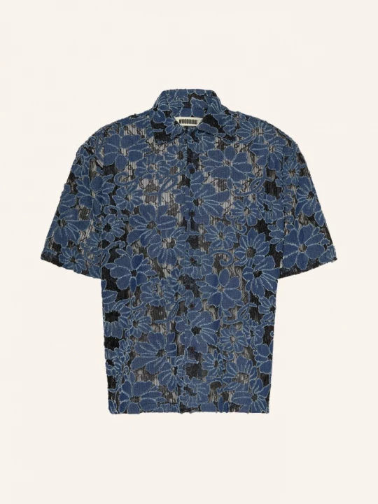Obrázek produktu Woodbird Košile S Krátkým Rukávem Wbwang Loose Fit Z Kombinace Materiálů tmavě modrá / modrá
