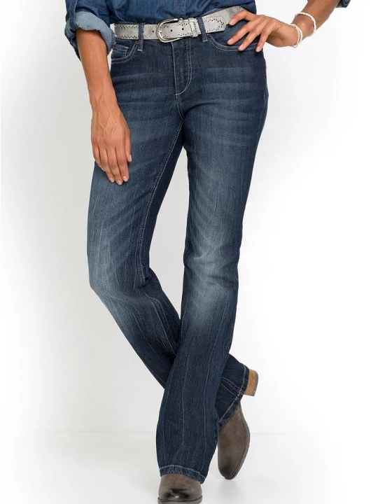 Obrázek produktu Wygodne dżinsy ze stretchem o kroju bootcut, high waist BonPrix niebieski