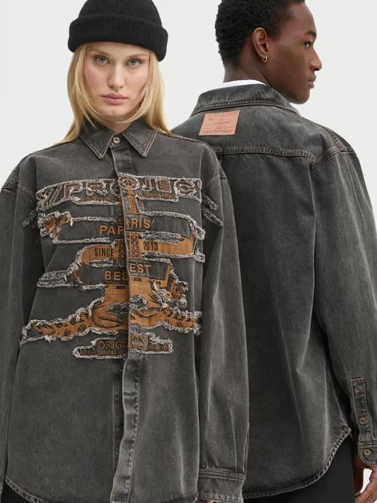 Obrázek produktu Y/Project Džínová košile Y/Project EVERGREEN PARIS' BEST PATCH DENIM SHIRT šedá
