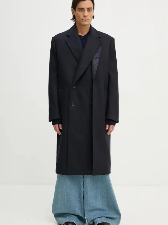 Obrázek produktu Y/Project Vlněný kabát Y/Project DOUBLE FRONT COAT námořnická modř