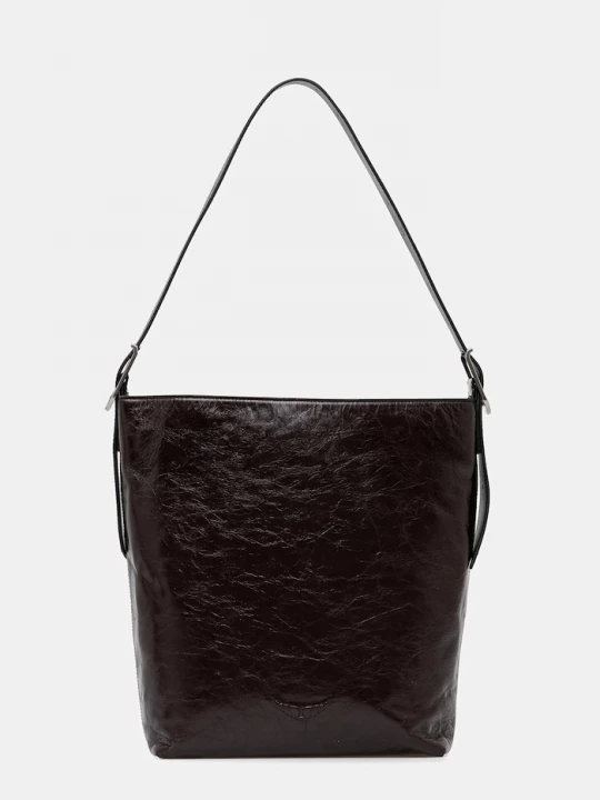 Obrázek produktu Zadig&Voltaire Kožená kabelka JANE HOBO VINTAGE PATENT hnědá