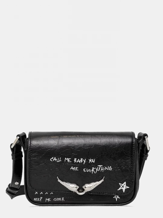 Obrázek produktu Zadig&Voltaire Kožená kabelka ZADIG&VOLTAIRE LE ZAZI VINTAGE GRAFFITI černá