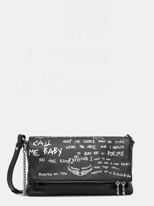 Obrázek produktu Zadig&Voltaire Kožená kabelka ZADIG&VOLTAIRE ROCKY II GRAFFITI černá