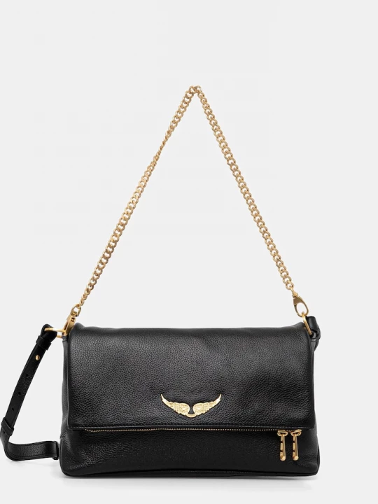 Obrázek produktu Zadig&Voltaire Kožená kabelka ZADIG&VOLTAIRE ROCKY II GRAINED LEATHER černá