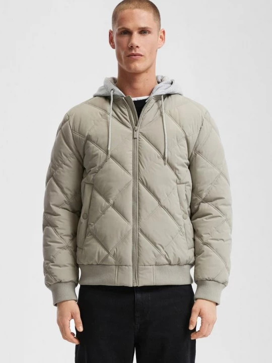 Obrázek produktu Zateplená bunda bomber s odnímatelnou žerzejovou kapucí QS hnědá
