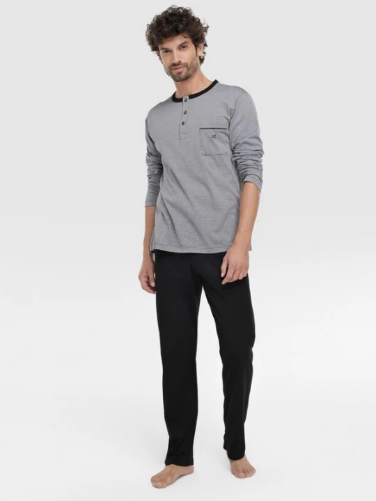 Obrázek produktu zd ZERO DEFECTS Pyžamo dlouhé 'Black 100% mercerized cotton' černá