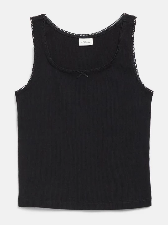Obrázek produktu Žebrované tílko s mašličkou a ozdobným prýmkem s.Oliver černá