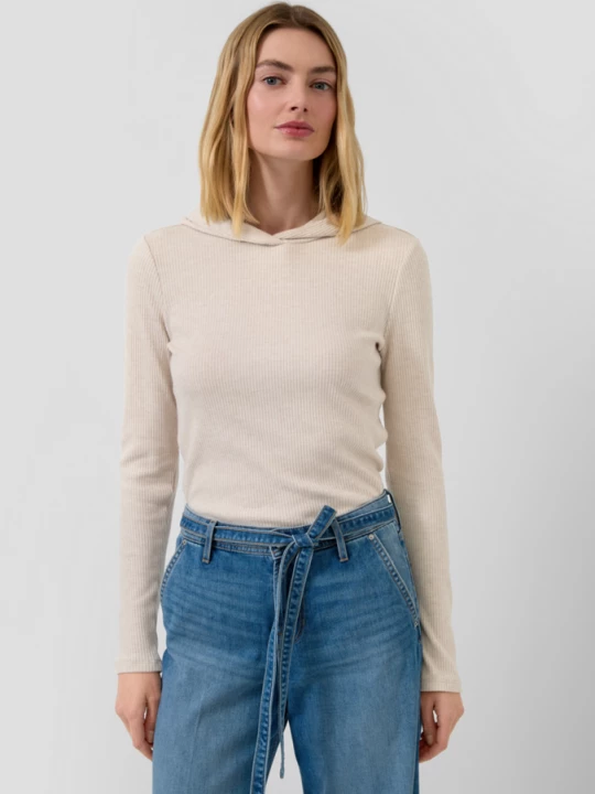 Obrázek produktu Žebrované tričko s kapucí, střih Slim Fit s.Oliver béžová