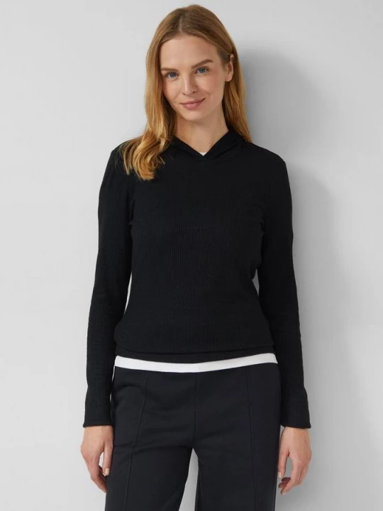 Obrázek produktu Žebrované tričko s kapucí, střih Slim Fit s.Oliver černá