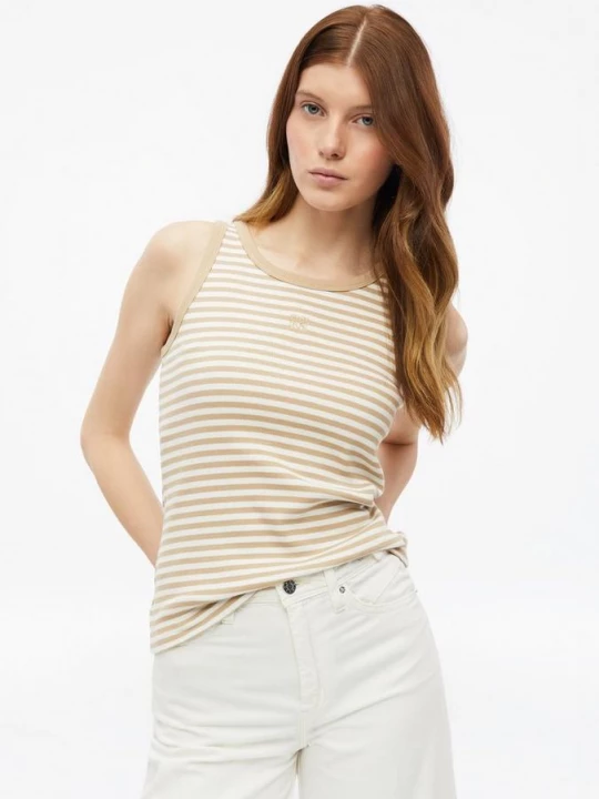 Obrázek produktu Žebrovaný top s úzkým střihem Slim Fit s Výšivkou s.Oliver béžová